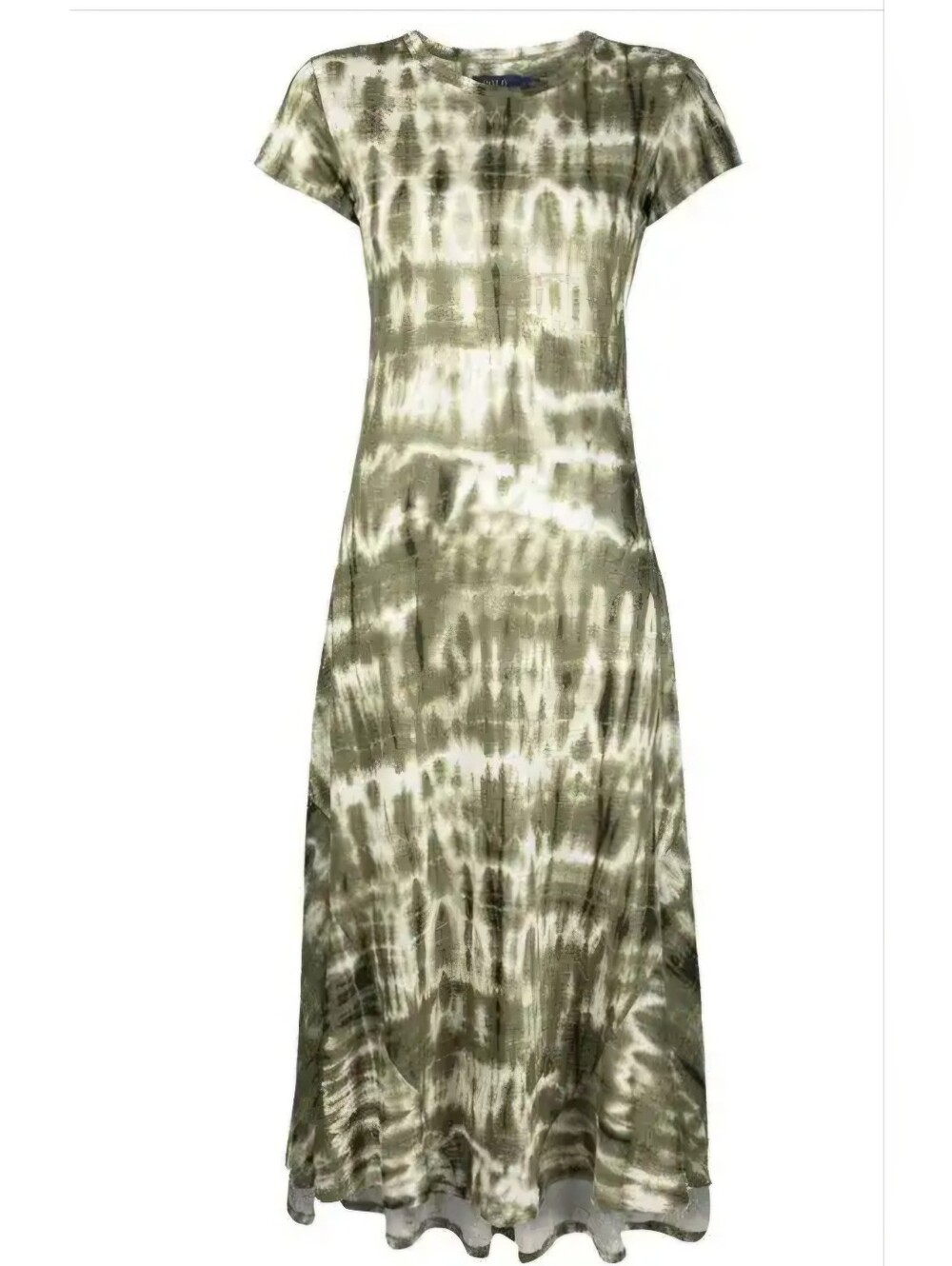 Polo Ralph Lauren Linen Tie Dye Midi Dress Olive Green Small